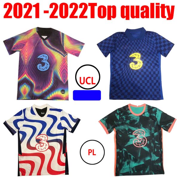 

thailand fourth 2021 werner havertz chilwell ziyech soccer jerseys 2021 2022 pulisic football shirt kante mount 4th men kids set kits, Black;yellow