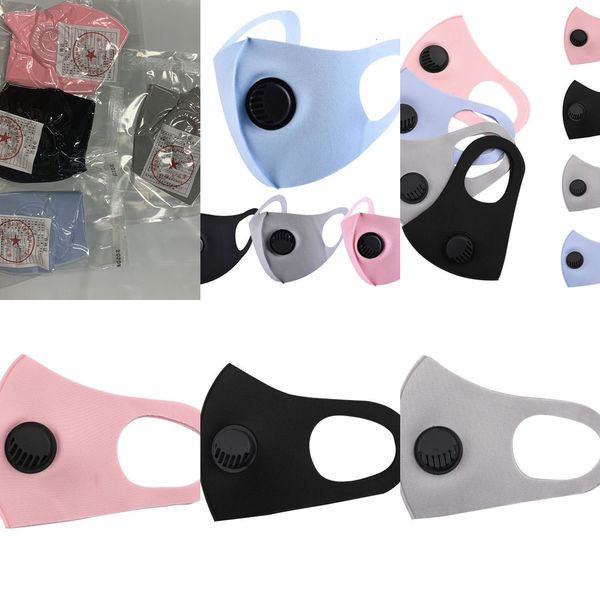 

outletcwbpmascarilla ice silk facemask with breathing valve washable reusable anti-dust protective masks black recycle d