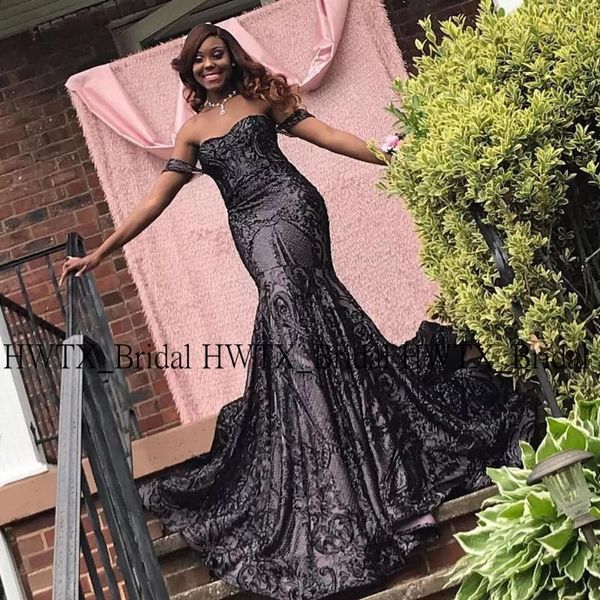 

african sparkly sequin long prom dresses 2020 off the shoulder mermaid black girls gala prom dress graduation gowns custom, White;black