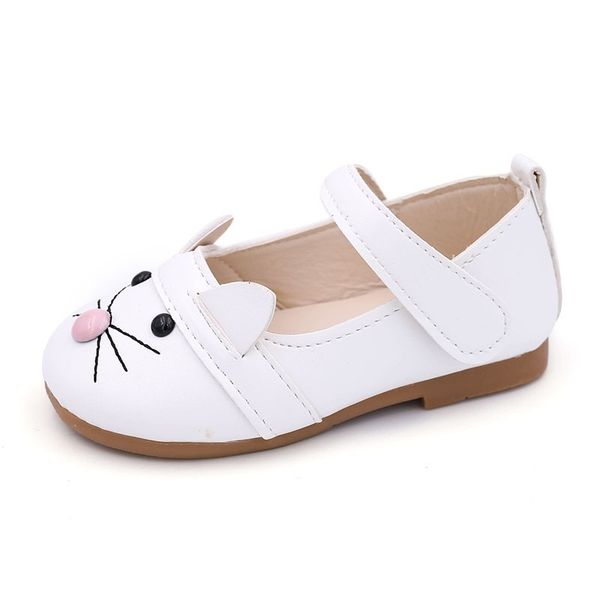 

kids leather shoes for baby girls little girl party shoes cartoon cat fashion sweet soft quality spring autumn 21-30 y201028, Black;red