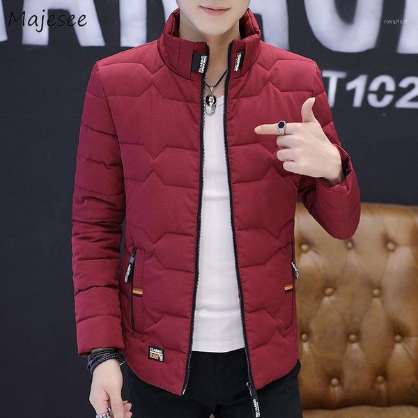 

parkas men 2019 winter thicker large size stand collar slim solid all-match warm pockets leisure parka mens korean trendy coats1, Black