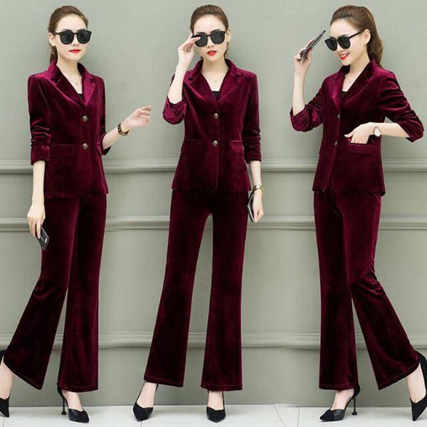 

parts two set and pants tuesdays 2020 2 velet long define women spring autumn female conjunct body suits lady from office phff, White;black