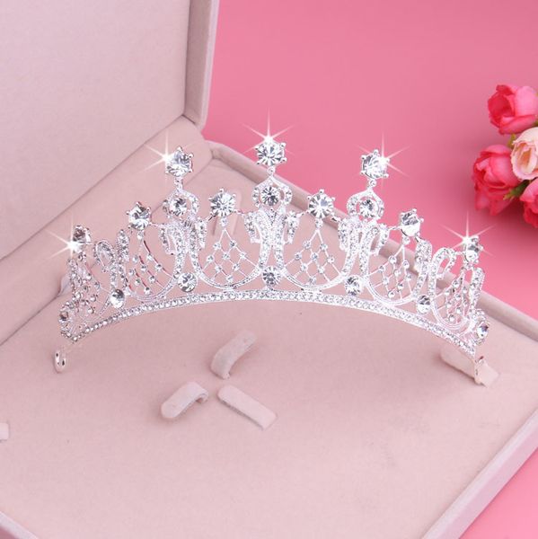 

tbridal headdress wedding dress hair ornament new pearl diamond crown korean style, Silver