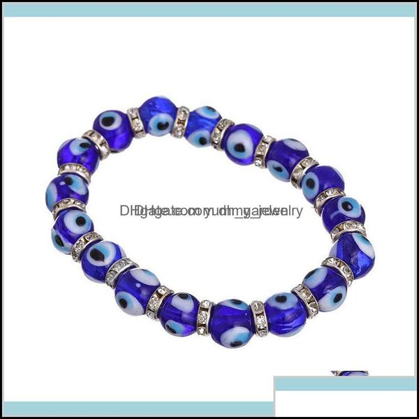 

beaded strands bracelets jewelry beaded fashion men women blue color round shape evil eye beads lampwork glazed glass bead energy yoga crys, Black