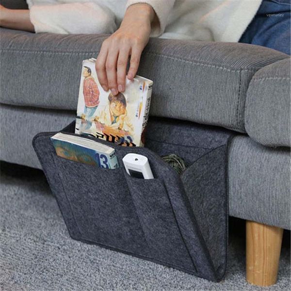 

storage bags 1pc felt bedside organizer bed desk bag sofa tv remote control hanging caddy couch holder pockets1