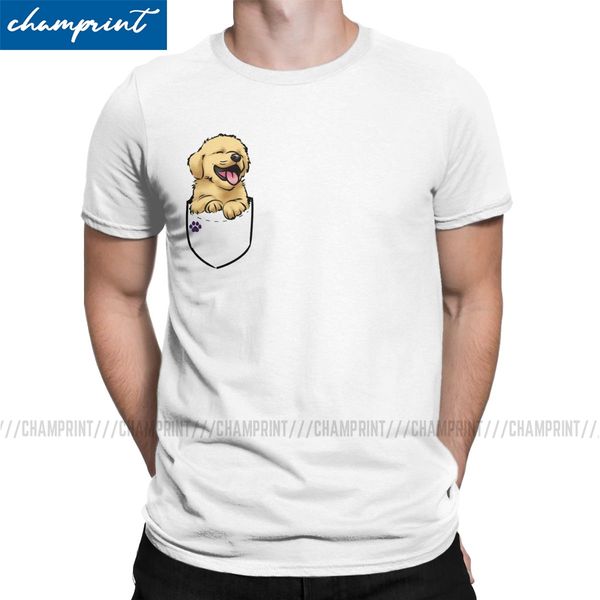 

men pocket puppies golden retriever dog cute animals pet leisure short sleeve plus size sport hooded sweatshirt hoodie men t shirt