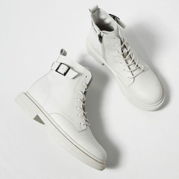 

new women real leather ankle boots thick bottom zipper shoes woman winter warm shoes fashion cool footwear size 34-401, Black