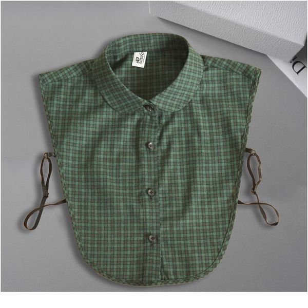 

plaid fake collar shirt women cotton false collar woman blouse vintage fake collar detachable blouse half shirt qylqfl, Blue;red