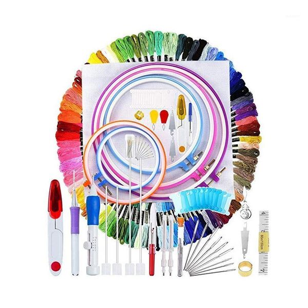 

craft diy - 140 pcs/set magic patterns punch needle kit craft tool embroidery pen set, threads for sewing knitting diy threaders1, Black