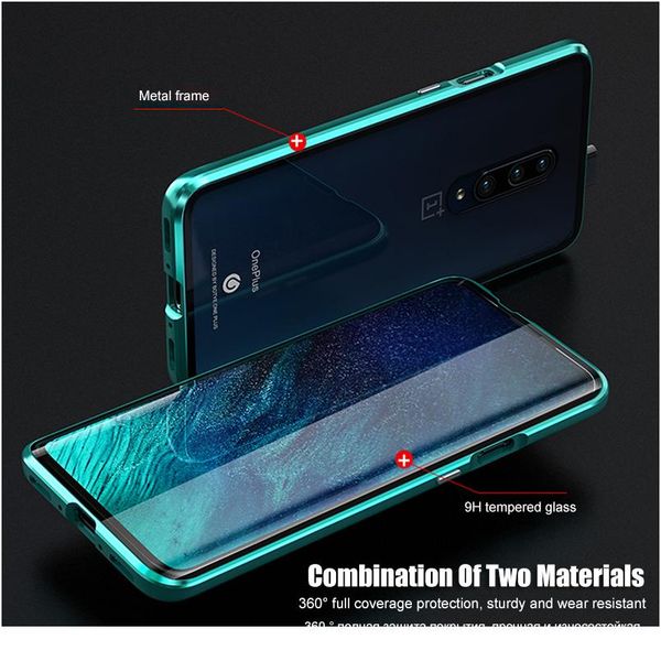 

360 full protective magnetic metal bumper double sided tempered glass case for oneplus 7 8 pro one plus no bbysyw