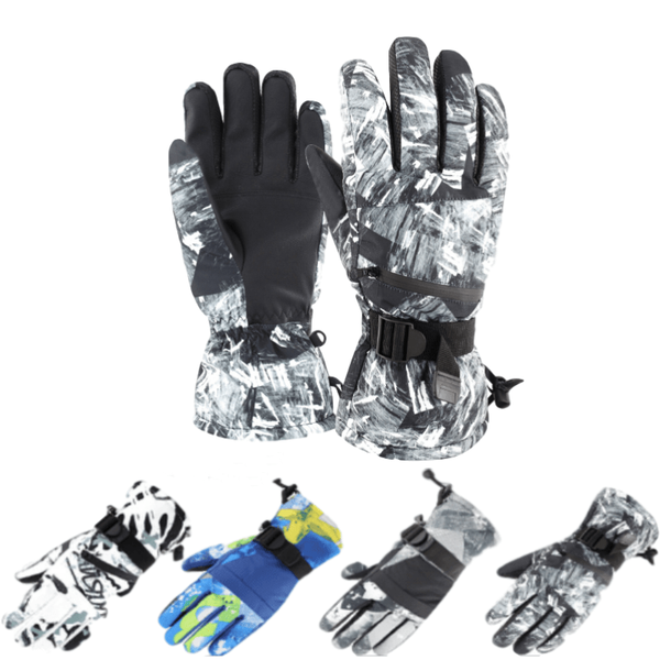 

gloves warm and velvet winter outdoor riding ski gloves graffiti sports waterproof non-slip mountaineering touch screen