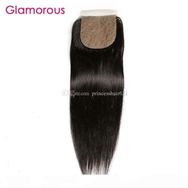 

glamorous peruvian straight hair closure natural color brazilian indian malaysian virgin human hair silk based closure for black women, Black;brown