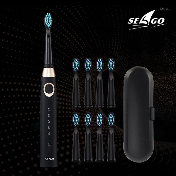 

seago sonic electric toothbrush usb rechargeable 5 modes smart ultrasonic toothbrushes travel case oral care brush 8 teeth heads1