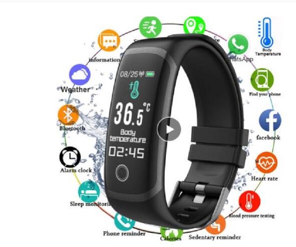 

2020 body temperature smart fitness bracelet sport smart band watch ip67 waterproof pedometer fitness tracker blood pressure