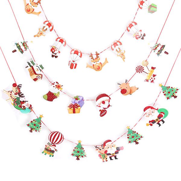 

party hanging snowman santa claus elk decor paperboard ceiling banner christmas pendant drop ornaments