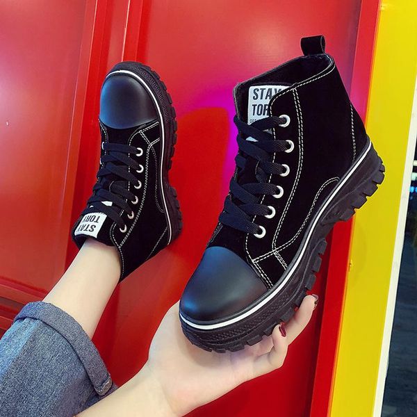 

ankle boots for women shoes woman chunky sneakers snow boots women white black lace-up thick bottom platform winter