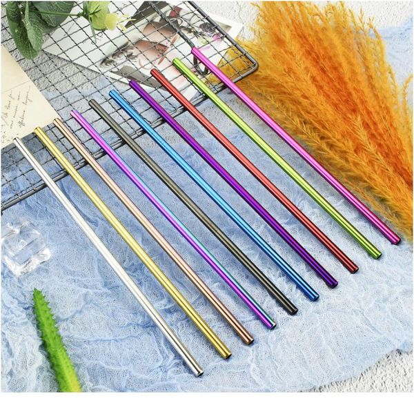 

mixed color reusable metal drinking straw with cleaning brush colorful 304 stainless steel straws for party favors bar a bbyply