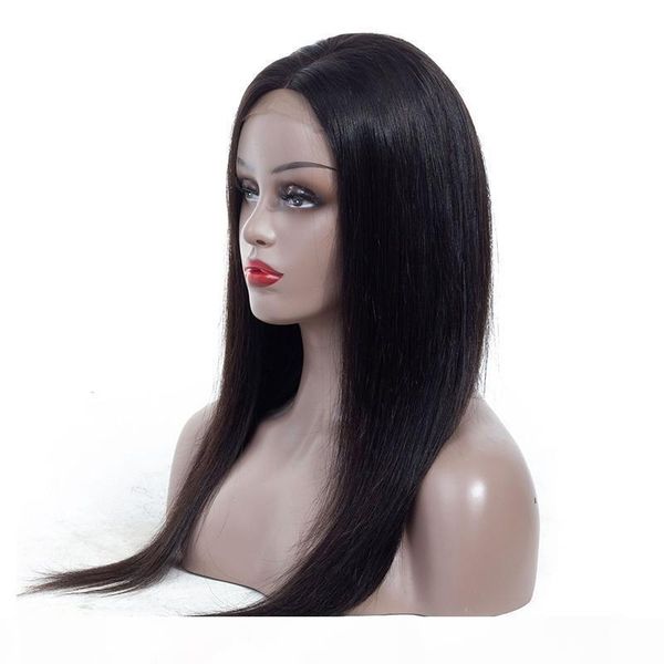 

straight human hair 2 3 bundles with 4x4 closure brazilian human hair u-part wigs for black women 4*4 closure wig natural color