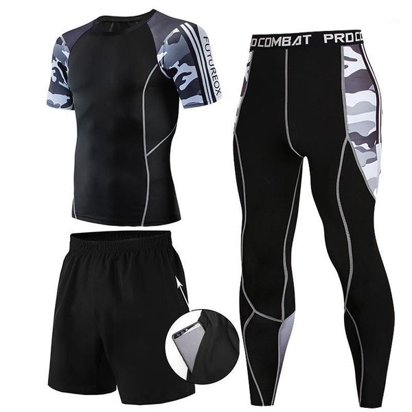 

running sets men tracksuit gym fitness compression sports suit1, Black;blue