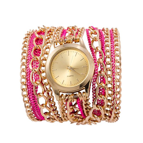 

wengle new hawaii style metal chain geneva ladies watch, Slivery;brown