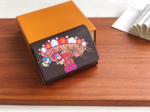 

famous designer classic fashion leather wallet for men and women, wallet,luxury designer bag pocket change, passport book, card bag, m69754, Brown;gray