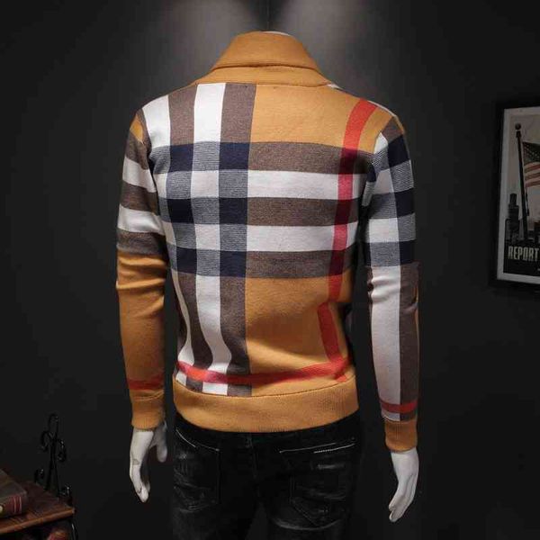 

good brand coat men's cardigan coat autumn and winter 2022 new large v-neck thickened knitted plaid s8ee, Black;brown