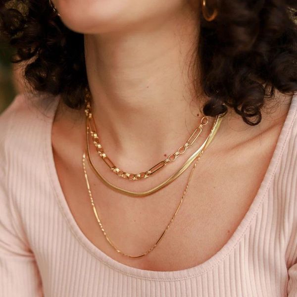 

minimalist linked chain necklaces gold color alloy circle chokers necklaces for women simple party necklace vintage jewelry gift, Silver