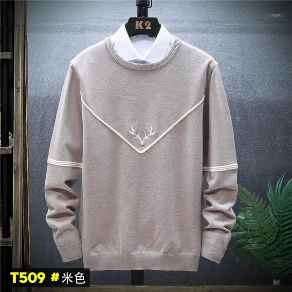 

sweater men's autumn and winter 2019 new korean version of the trend of personality plus velvet thick section loose base sweater1, White;black