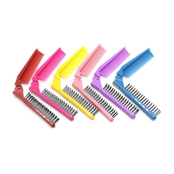 

men women multifunctional portable folding plastic massage comb hair brush pocket home travel combs tool q jllkco, Silver