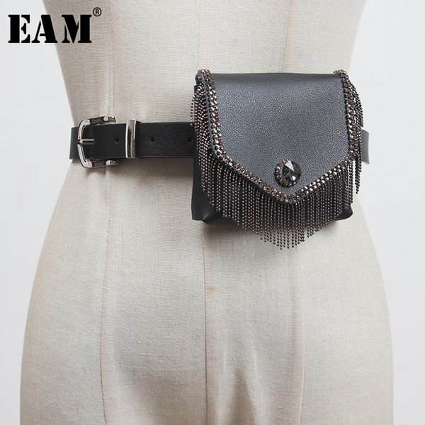 

eam] pu кожа мини-сумка кисточка split длинного пояс личность женщина новый способ tide все матча весна осень 2020 1y271, Black;brown