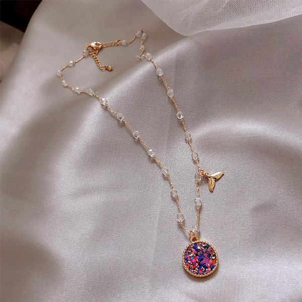 

necklace for women crystal round choker mermaid line pendants chocker necklace party girls clavicle chain jewelry accessories, Silver