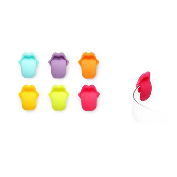 

2021 latestdedicated style tongue suction 6pcs/set party silicone cup glass label wine glasses recognizer marker b new
