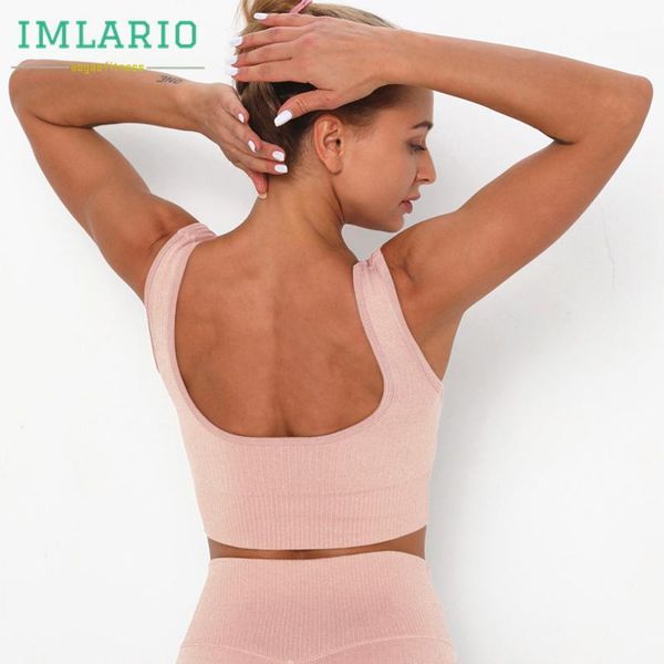 

gym clothing imlario ribbed u-back athletic sports bra striped yoga workout high impact fitness push up wiretank f1, White;black