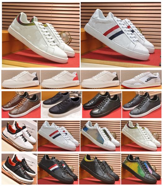 

with box 2020 mens classic casual shoes fashion old flower sneakers leather shoes flat trainers chaussures de sport zapatillas, Black