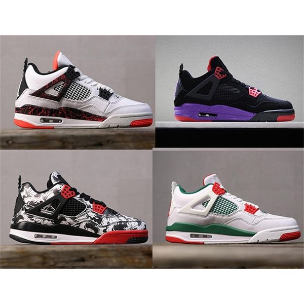 

4s bred 4 баскетбольных кроссовок pale citron спортивного дизайнер siltred чикаго татуировка роскошь пшеница желтый спортивный кроссовок us7