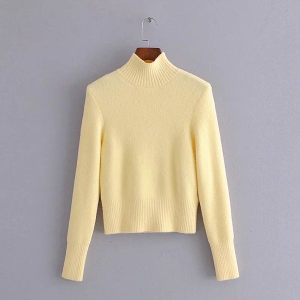 

new 2021 women purple turtleneck woman winter soft knitted short white sweater female yellow warm tunic pullover iuxk, White;black