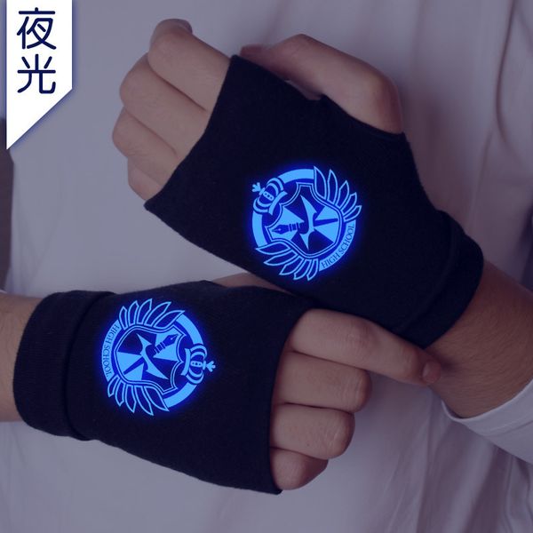 

danganronpa dangan ronpa luminous knitting gloves cotton warm half finger wrist mittens fashion cosplay props accessories gift, Blue;gray