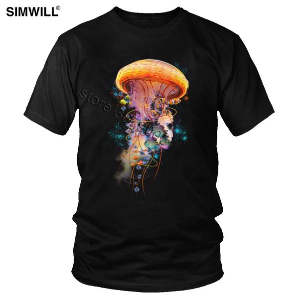 

sport trendy electric jellyfish world t shirts for men printed cotton t-shirts o-neck short sleeved summer big size ocean fish tee