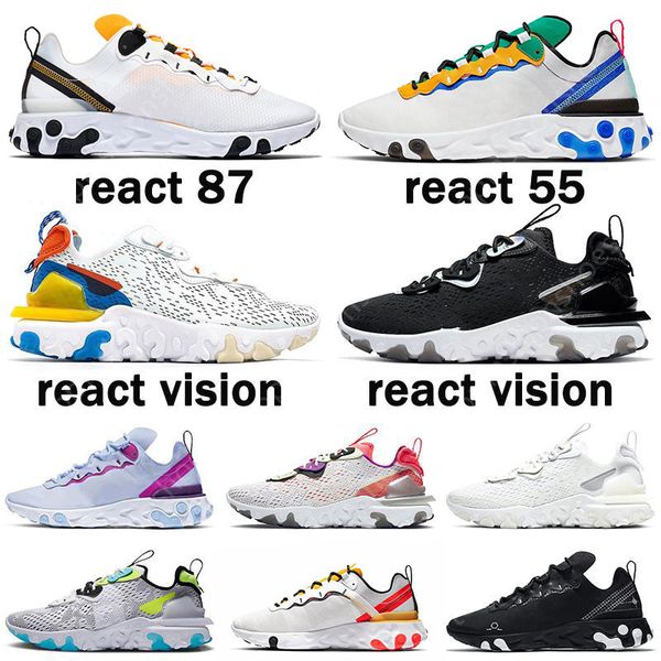 

new react vision element 55 87 sail running shoes triple black gravity purple tour yellow moss women mens trainers sports sneakers, White;red
