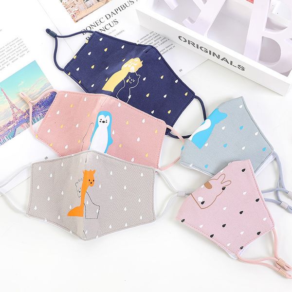 

folding summer children's mask cartoon printed ear rope adjustable cotton student stereo mask outlet 8wdfb
