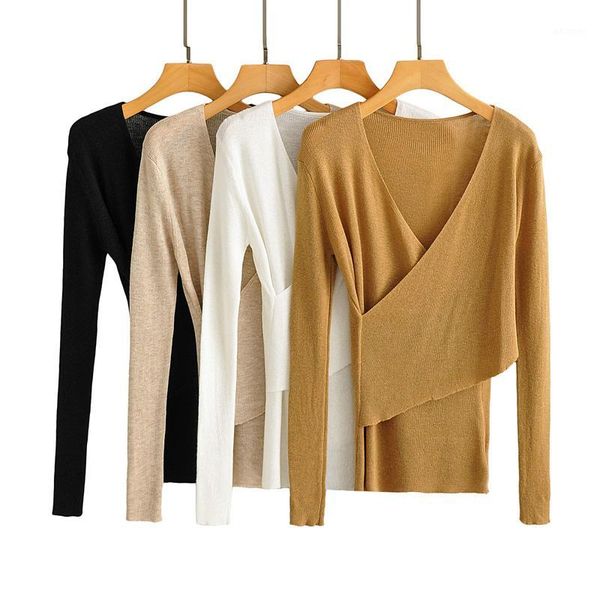 

novalya casual v neck sweaters women fashion solid asymmetrical sweater women elegant long sleeve sweaters female ladies hj1, White;black