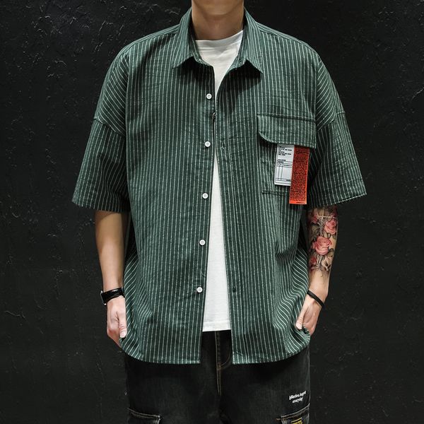 

2021 new men 's casual jacket student plaid short sleeve spring and autumn color male shirt mr8m, White;black