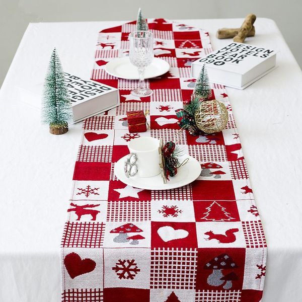 

cloth table runner decoration tapestry christmas decor for home new year dinner party supplies re3q