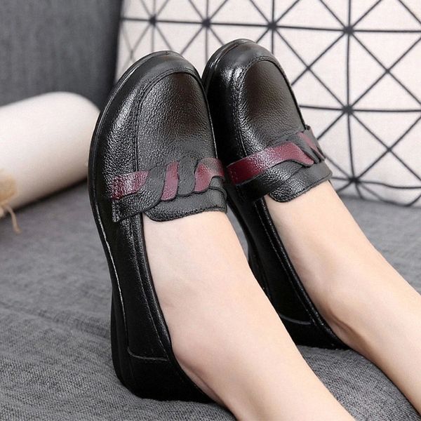 

women's loafers genuine leather slip-on flat shoes women spring autumn non slip ladies shoes comfortable fashion sturdy sole #5x3j