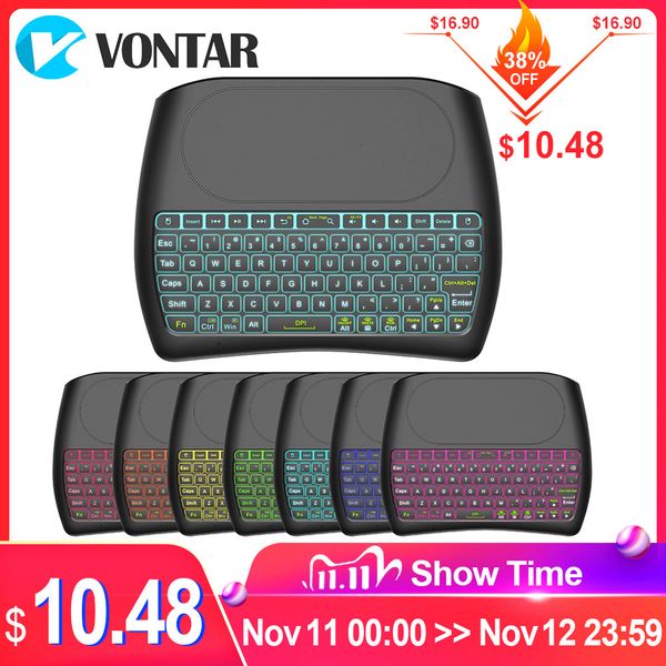 

vontar backlit bluetooth keyboard d8 super uk russia 2.4g wireless mini keyboard air mouse touch pad android tv box