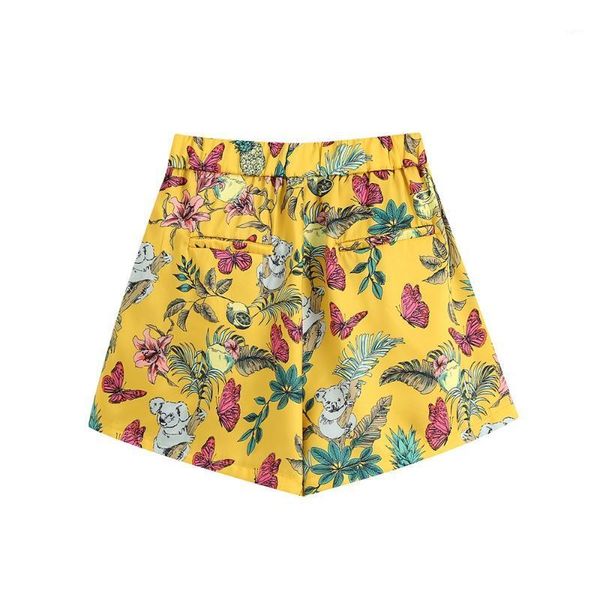 

2020 summer women's new retro casual high waist was thin printed wild shorts loose casual seaside beach pants1, White;black