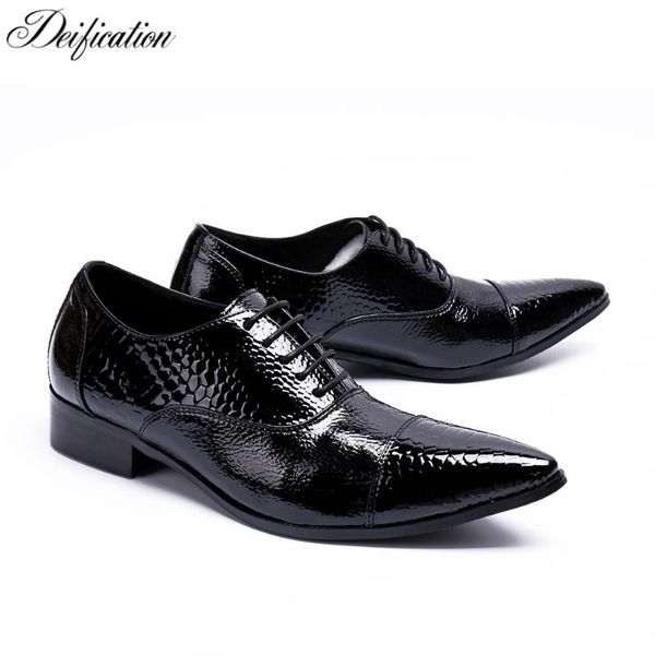 

dress shoes italian deisign mens business leather lace up male formal flats genuine men wedding chaussure mariage homme, Black