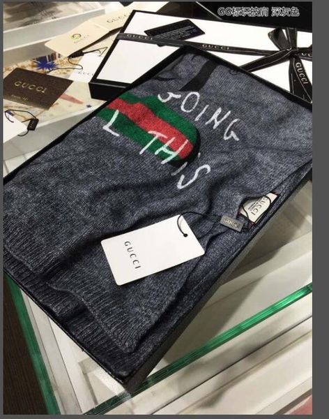 

популярная мода классический алфавит вязаные шерстяные шали для продвижения мужчин и женщин осенью и зимой комфорт мужчины шарф gucci оптом, Blue;gray