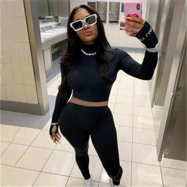

womens high neck sets fashion trend long sleeve zipper coats long pants suits designer female casual slim short pants two piece sets, White