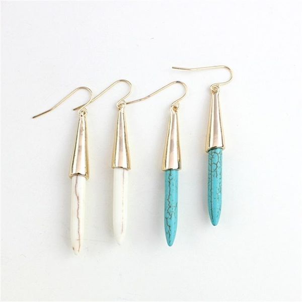 

dangle & chandelier vintage needle pin green white marble natural stone drop earrings gold color brincos pendientes jewelry for women, Silver